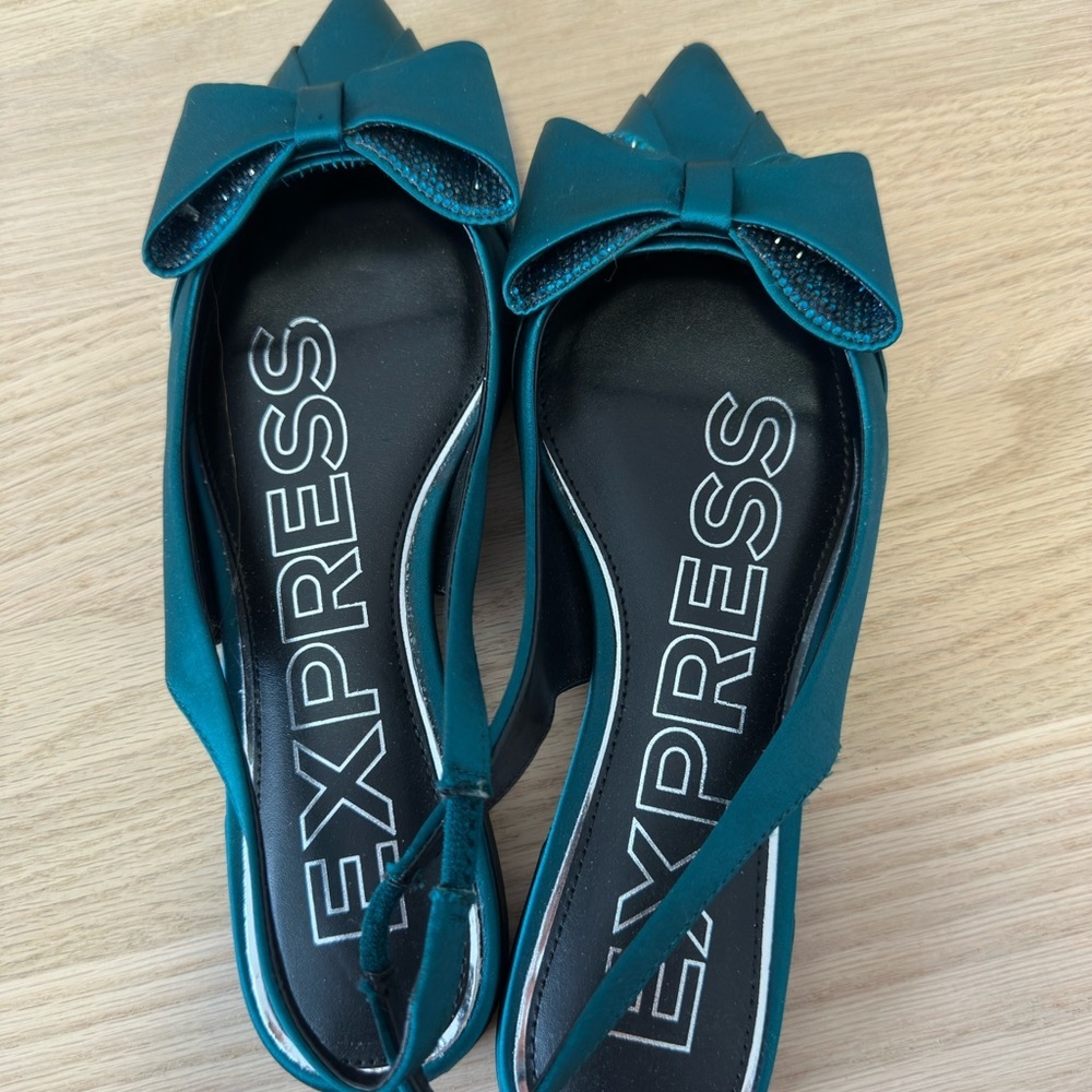 NEW Express teal sling back flats size 7 - Picture 3 of 5